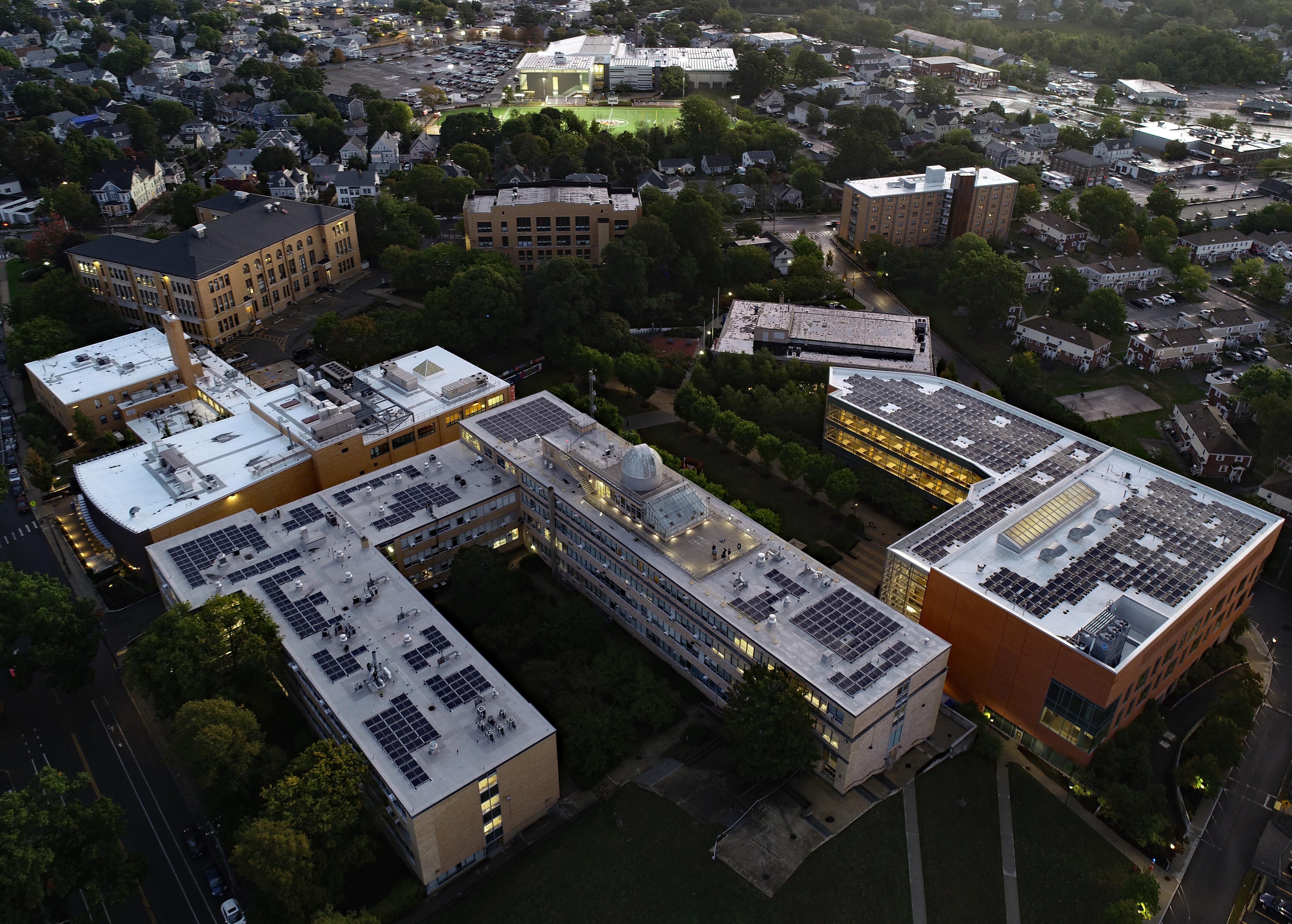 Solar Panel Drone photo of Salem State's North Campus.