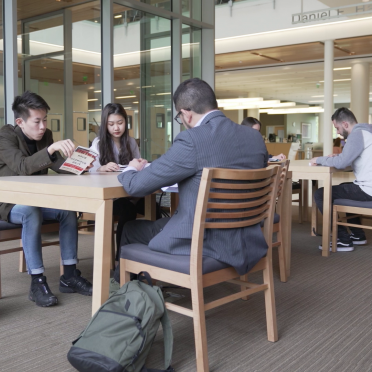 Students work in a group at the Berry Library